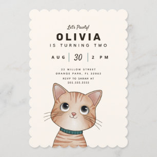 Födelsedagsfest inbjudan med söt, liten kattunge