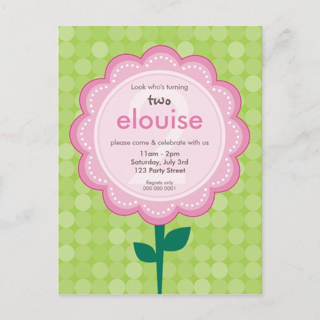FÖDELSEDAGSFEST INBJUDAN: numrerad daisy 5 Inbjudan Vykort (Framsida)