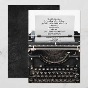 Födelsedagsfest Inbjudan på gammal skrivmaskin