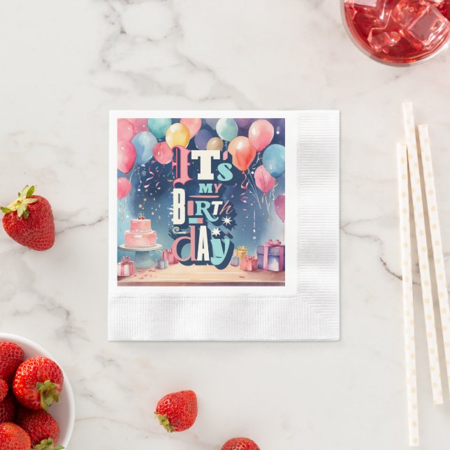 Födelsedagsfest inbjudan pappersservett (Insitu)