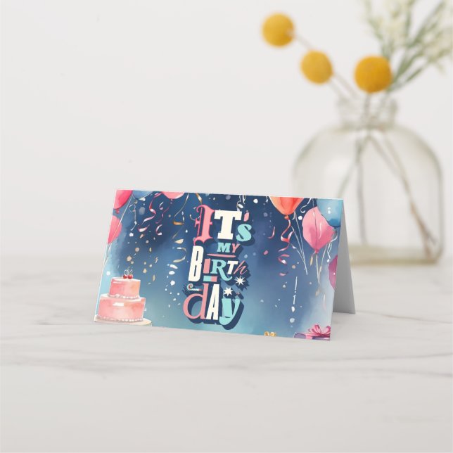 Födelsedagsfest inbjudan placeringskort (Framsida)