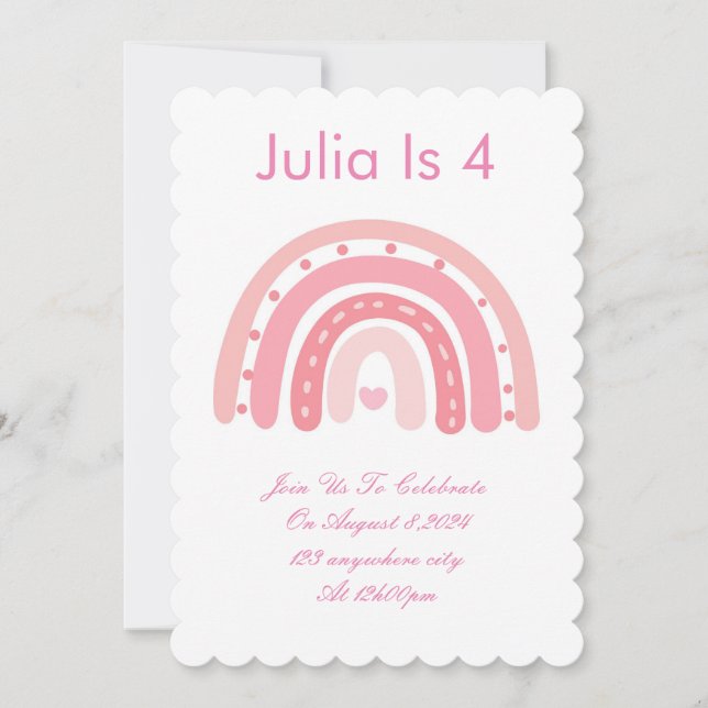födelsedagsfest inbjudan rosa (Framsida)