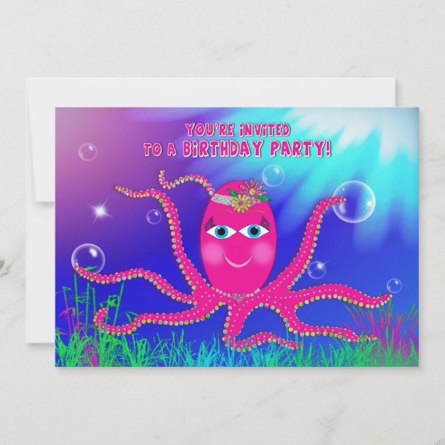 Födelsedagsfest inbjudan, Sassy Octopus Inbjudningar (Framsida)
