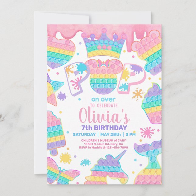 Födelsedagsfest inbjudan, Slime. Invit Inbjudningar (Framsida)