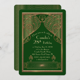 Födelsedagsfest inbjudan, underbar Gatsby,grönt Inbjudningar