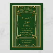 Födelsedagsfest inbjudan, underbar Gatsby,grönt