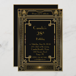 Födelsedagsfest inbjudankvinna, underbara Gatsby, Inbjudningar