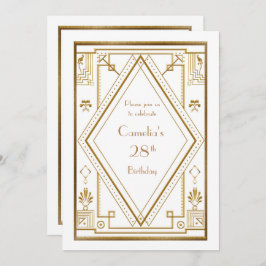 Födelsedagsfest inbjudankvinna, underbara Gatsby, Inbjudningar