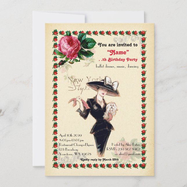 Födelsedagsfest kvinna Valfri ålder,Gatsby stil,Ar Inbjudningar (Framsida)