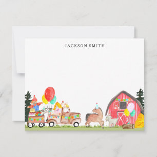 Födelsedagsfest Lastbil Ladugårdsdjur Barn Anteckningskort