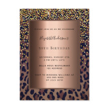 Födelsedagsfest leopard mönster bronze-inbjudan