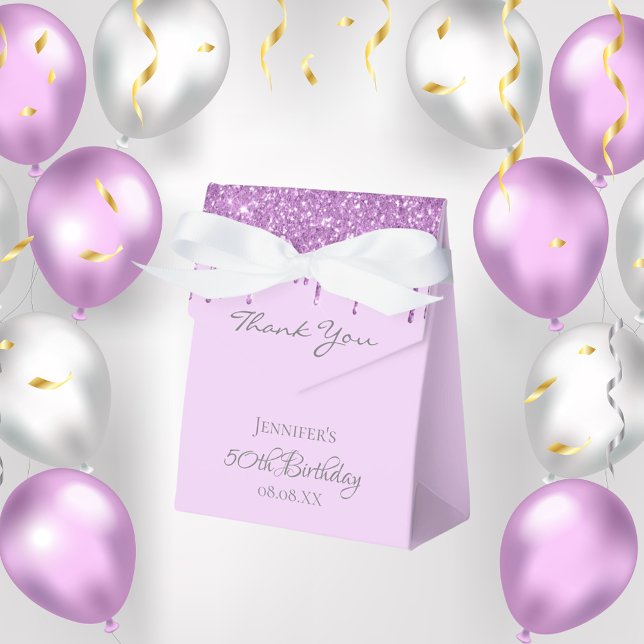 Födelsedagsfest lila glitter violett tack presentaskar (Skapare uppladdad)
