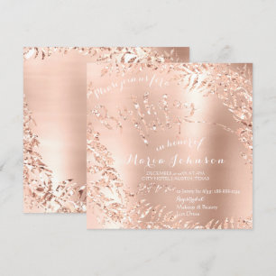 Födelsedagsfest Lövkrans Glam Rosa Roséguld Inbjudningar