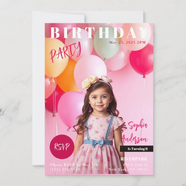 Födelsedagsfest Magazine Cover Inbjudningar (Framsida)