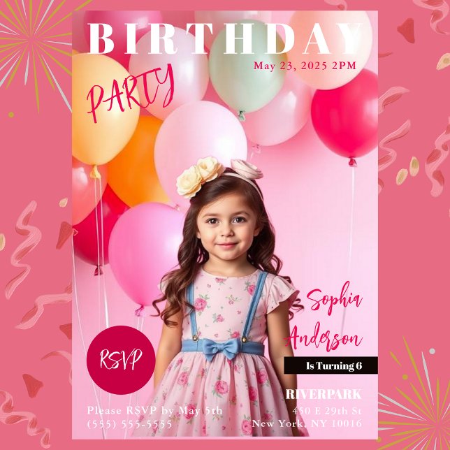Födelsedagsfest Magazine Cover Inbjudningar (Pink Birthday Party Magazine Cover Invitation Girls)