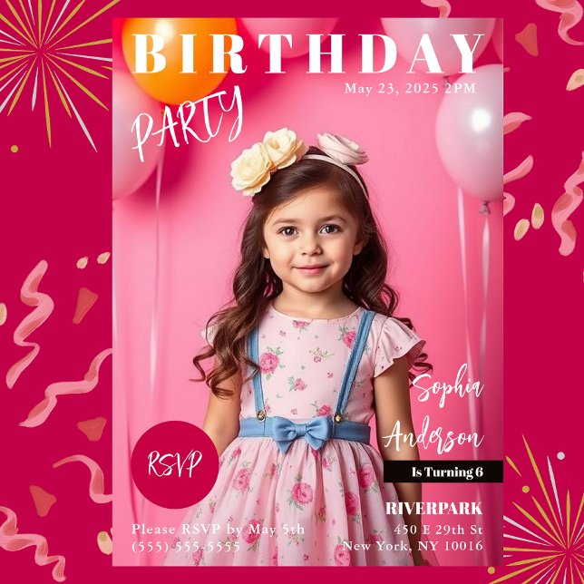 Födelsedagsfest Magazine Cover Inbjudningar (Birthday Party Magazine Cover Invitation )