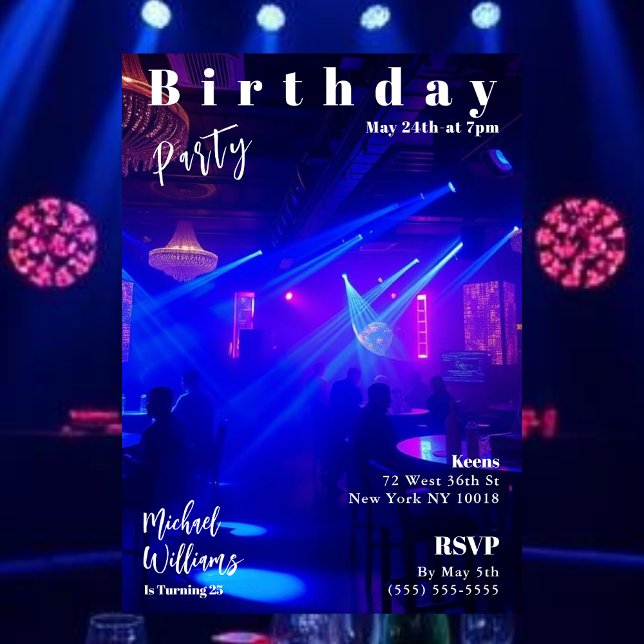 Födelsedagsfest Magazine Cover Inbjudningar (Birthday Party Magazine Cover Invitation Nightclub)