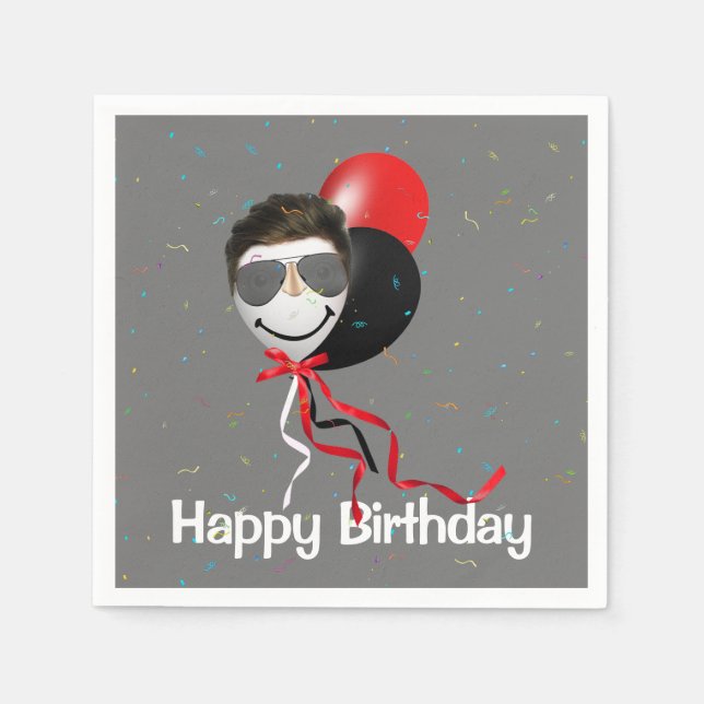 Födelsedagsfest Man på Balloon Pappersservett (Framsidan)