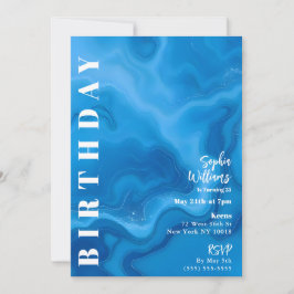 Födelsedagsfest Månstensblå Inbjudningar