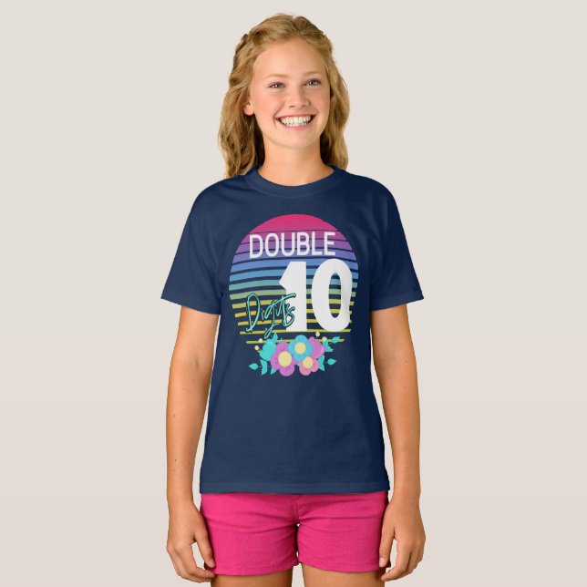 Födelsedagsfest med 10 Dubblors siffror T Shirt (Hel framsida)