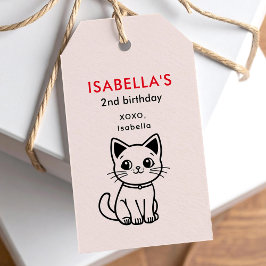 Födelsedagsfest med ANPASSADE FÄRGER söt katt Presentetikett