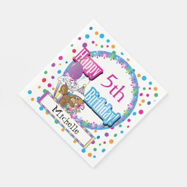 Födelsedagsfest med Cute Tecknad Squirrel Pappersservett (Hörn)