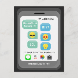 Födelsedagsfest med Emoji-tema Vykort