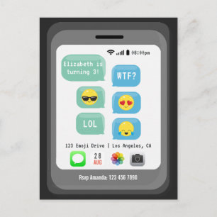 Födelsedagsfest med Emoji-tema Vykort