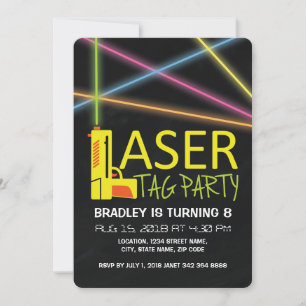Födelsedagsfest med laser tag för barn inbjudningar