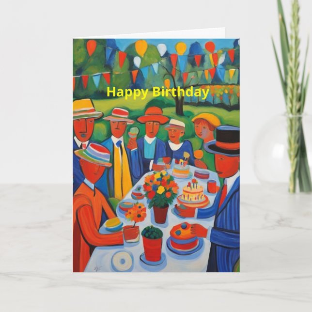 Födelsedagsfest med serpentiner kort (Framsida)
