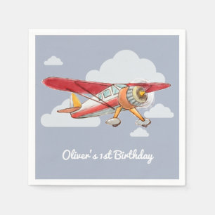 Födelsedagsfest med vintage flygplan pappersservett
