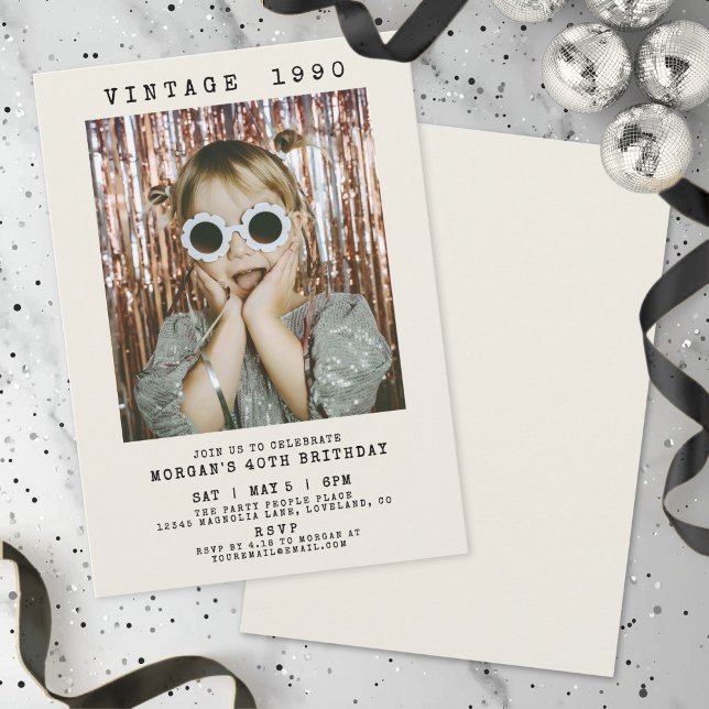 Födelsedagsfest med vintagefoto inbjudningar (Vintage Photo Birthday Party Invitation )