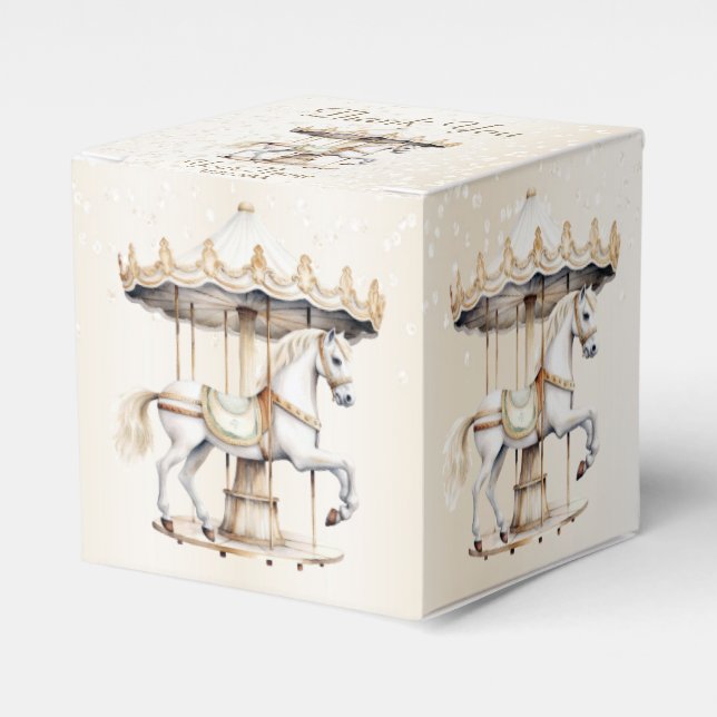 Födelsedagsfest Merry Go Round Circus Carnival Presentaskar (Framsidan Sidan)