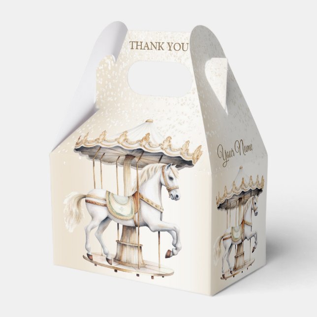 Födelsedagsfest Merry Go Round Circus Carnival Presentaskar (Framsidan Sidan)