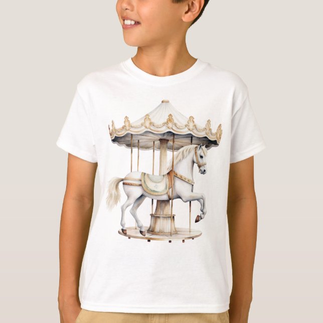 Födelsedagsfest Merry Go Round Circus Carnival T Shirt (Framsida)
