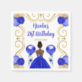 Födelsedagsfest Mörk Skin Princess in Blue Pappersservett