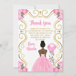 Födelsedagsfest Mörkhyad prinsessa i rosa Tack Kort