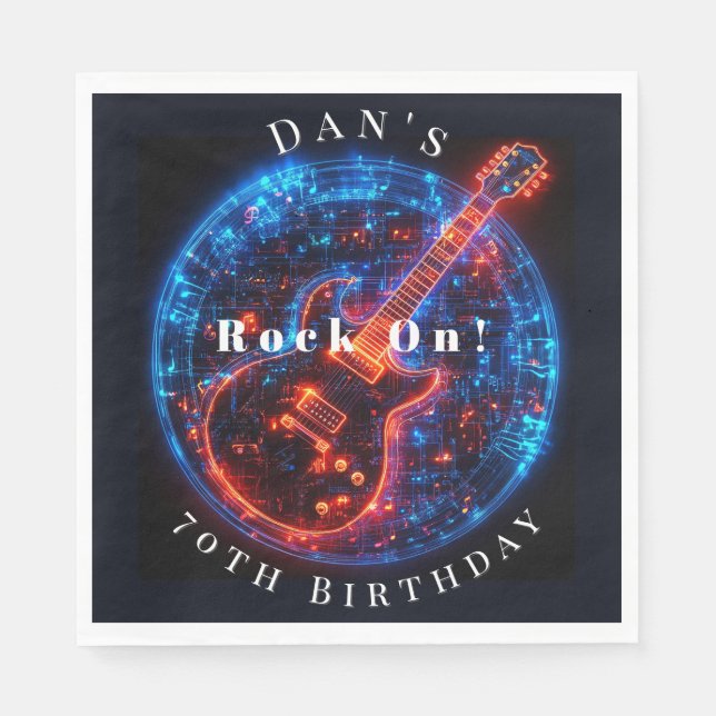 Födelsedagsfest Neon Glöd  Rockgitarr   Pappersservett (Framsidan)
