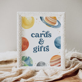 Födelsedagsfest- och presentkort för rymden poster