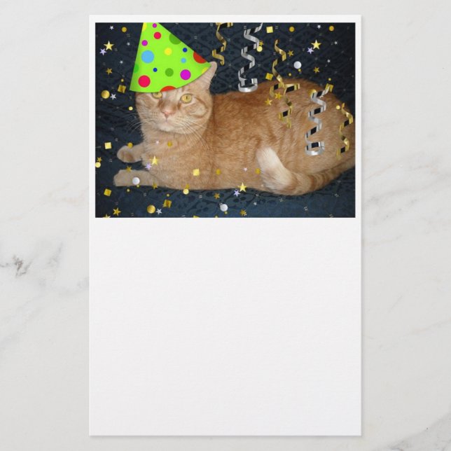 Födelsedagsfest Orange Tabby katt Brevpapper (Framsida)