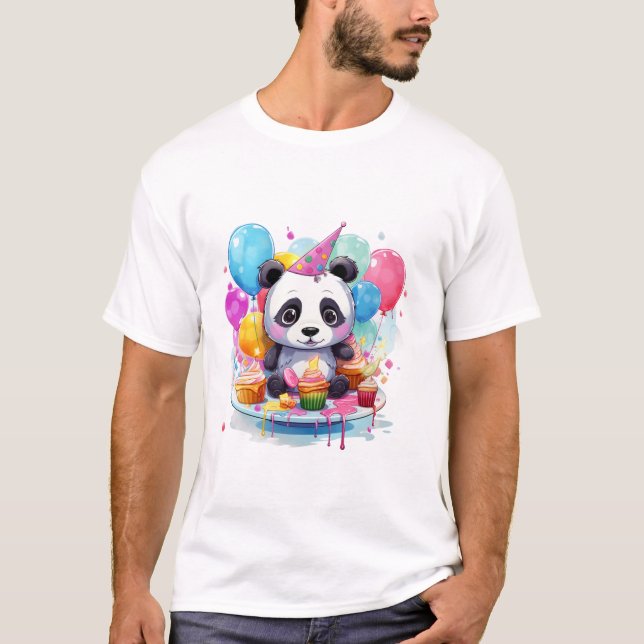 födelsedagsfest panda baby t shirt (Framsida)