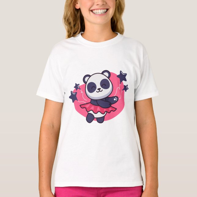 Födelsedagsfest Panda Dance Cute T Shirt (Framsida)