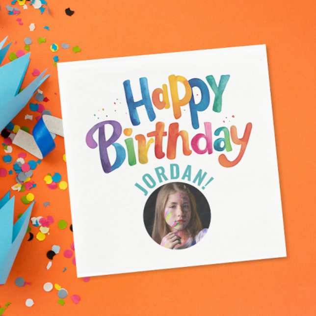 Födelsedagsfest Penseltyp för utspädd färgnyans Pappersservett (Skapare uppladdad)