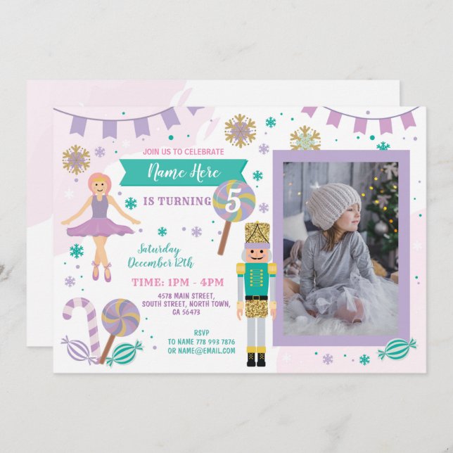 Födelsedagsfest Photo Nutcracker - julklapp Inbjudningar (Fram/baksida)