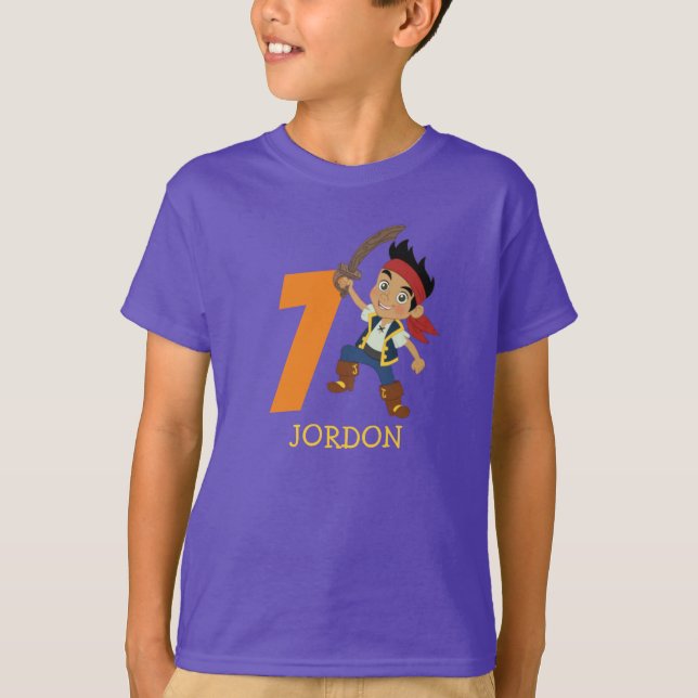 Födelsedagsfest Pirat 7:e Namn T-Shirt (Framsida)