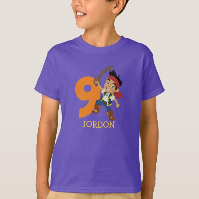 Födelsedagsfest Pirat 9:e Namn T-Shirt (Framsida)