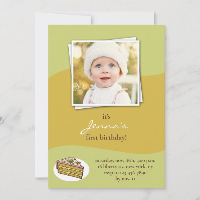 Födelsedagsfest - platt inbjudan till foto (Framsida)