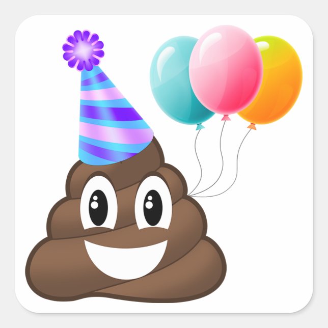 Födelsedagsfest Poop Emoji Sticker Fyrkantigt Klistermärke (Framsida)