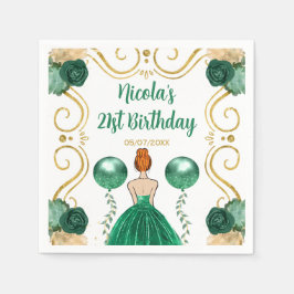 Födelsedagsfest Red Hair Princess i Grönt Pappersservett