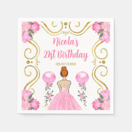 Födelsedagsfest Red Hair Princess i Rosa Pappersservett